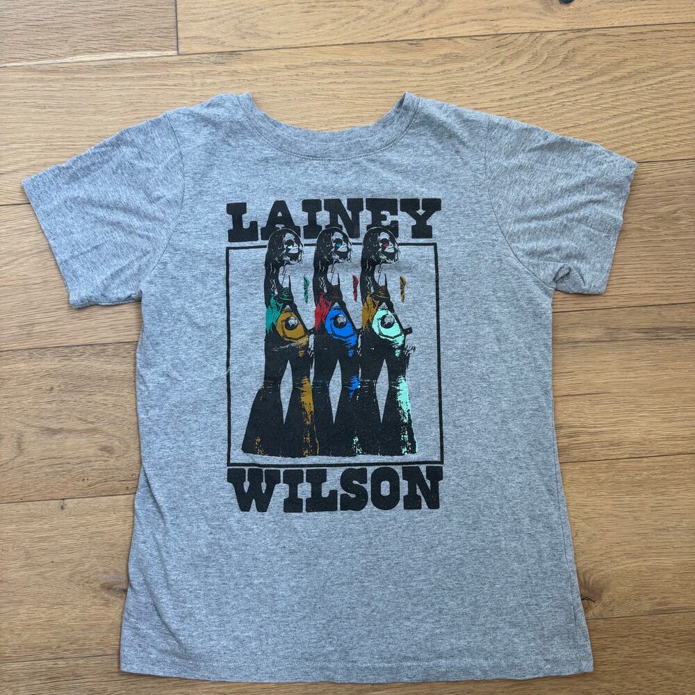 Lainey Wilson Gray Bell Bottom Country Concert Band Tee Small-Western, Boho